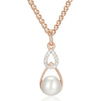 Colar Luxo Geométrico com Pérola e Ouro Rosa 585