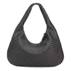 Bolsa Hobo Meia Lua em Couro Vegano Tecido Artesanal