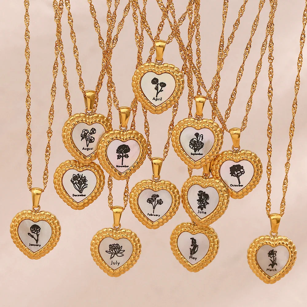 Colar Vintage Coração Flor Aço Inoxidável