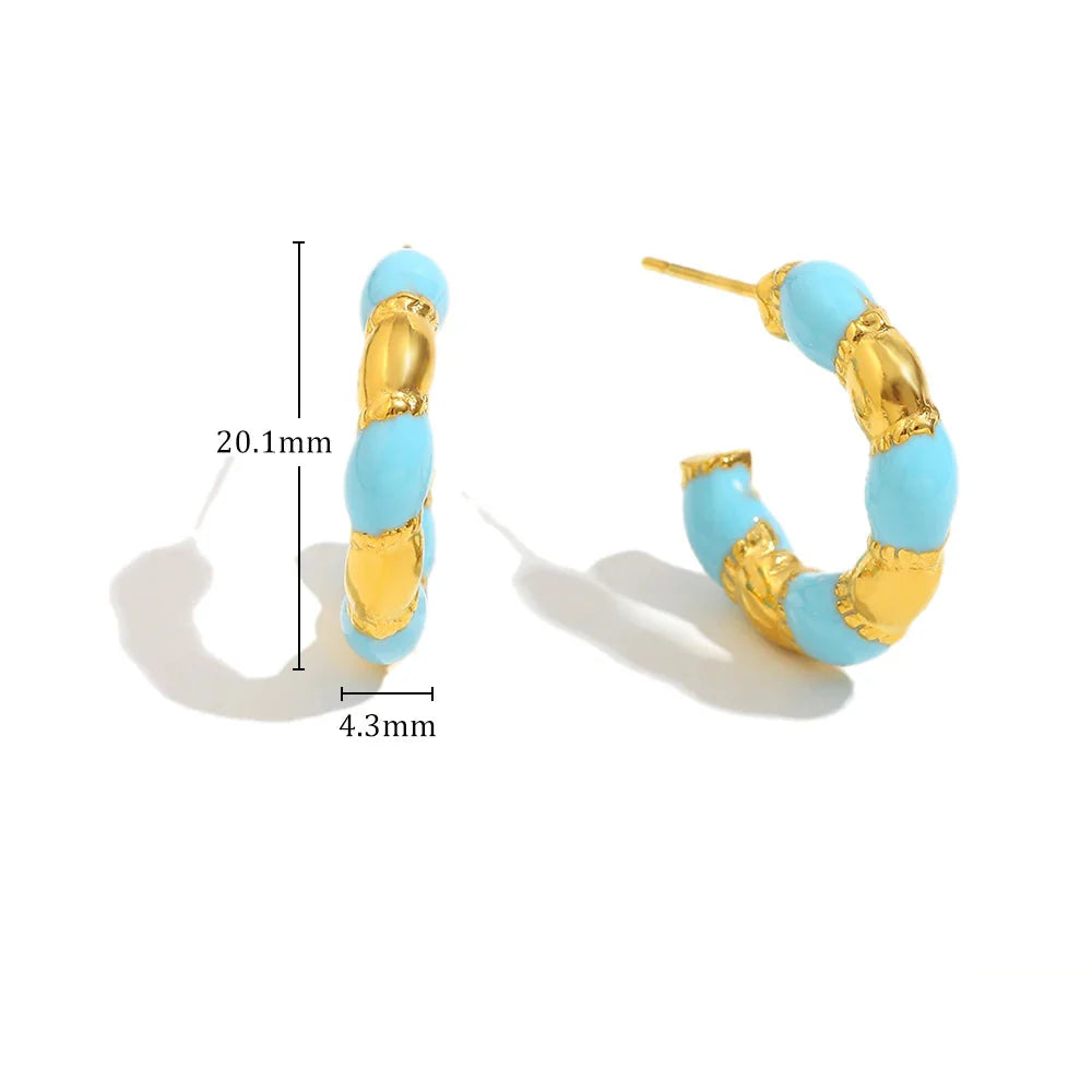 Brinco E.B.belle Gota de Óleo Azul Banhado a Ouro 18K