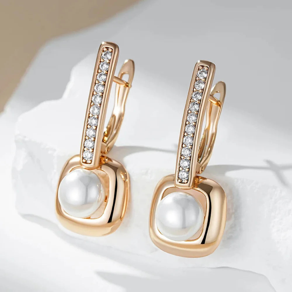 Brincos de Pérolas Vintage em Ouro Rosa 585