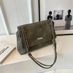Elegante Bolsa Retro de Couro com Corrente para Mulheres