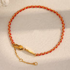 Pulseira Luxuosa de Contas Vermelhas Banhada a Ouro 18K