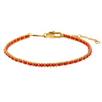 Pulseira Luxuosa de Contas Vermelhas Banhada a Ouro 18K