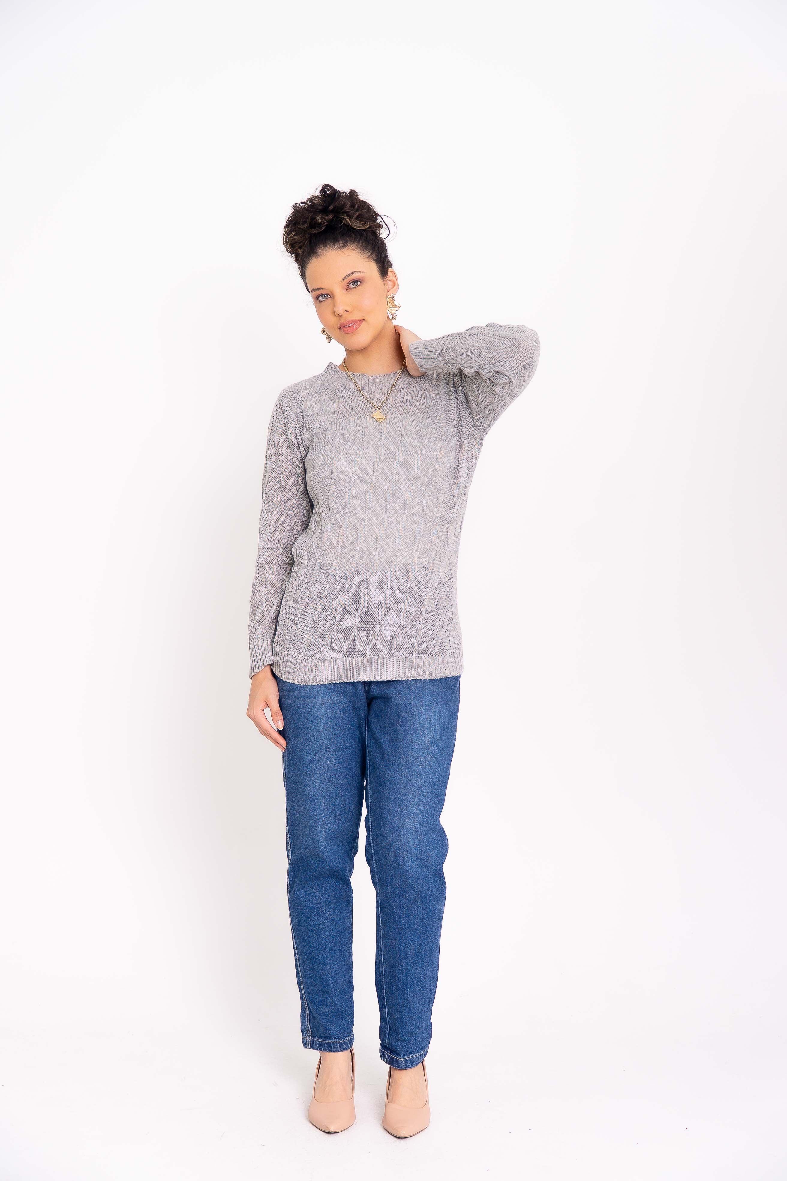 Blusa de Tricot com Ponto Losango