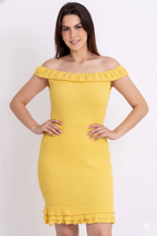 Vestido Ombro a Ombro Babados