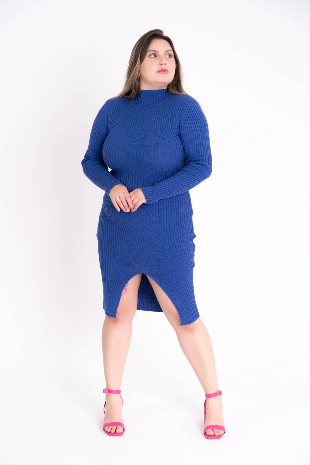 Vestido de Tricot com Fenda