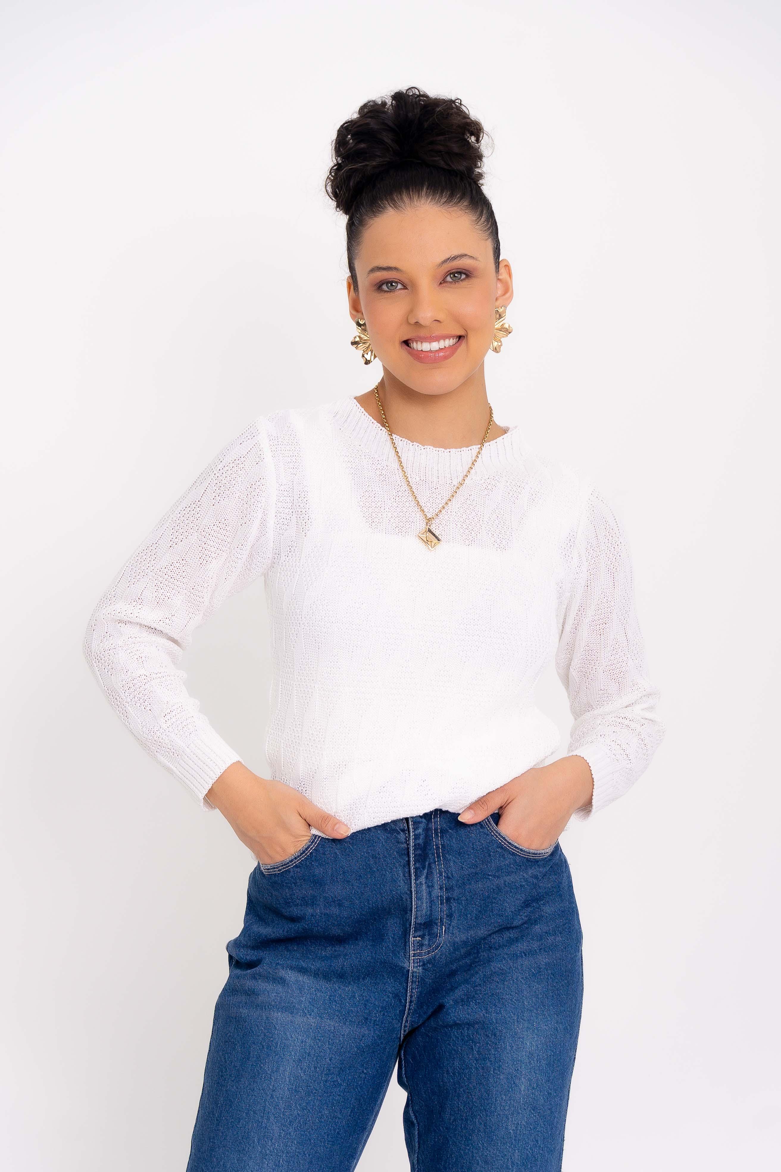 Blusa de Tricot com Ponto Losango
