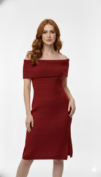 Vestido Ombro a Ombro com fenda