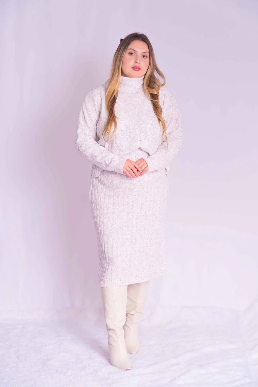 Conjunto Mousse Saia Blusa Gola Role