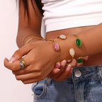 Pulseira em Aço Inoxidável com Cristal de Ágata