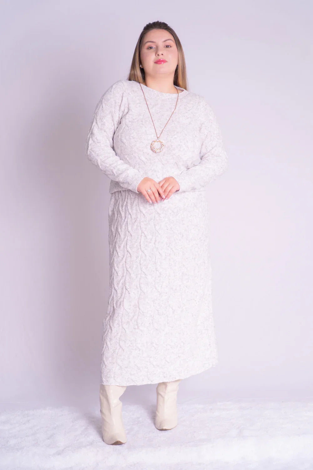 Conjunto Mousse Saia Blusa Trançada