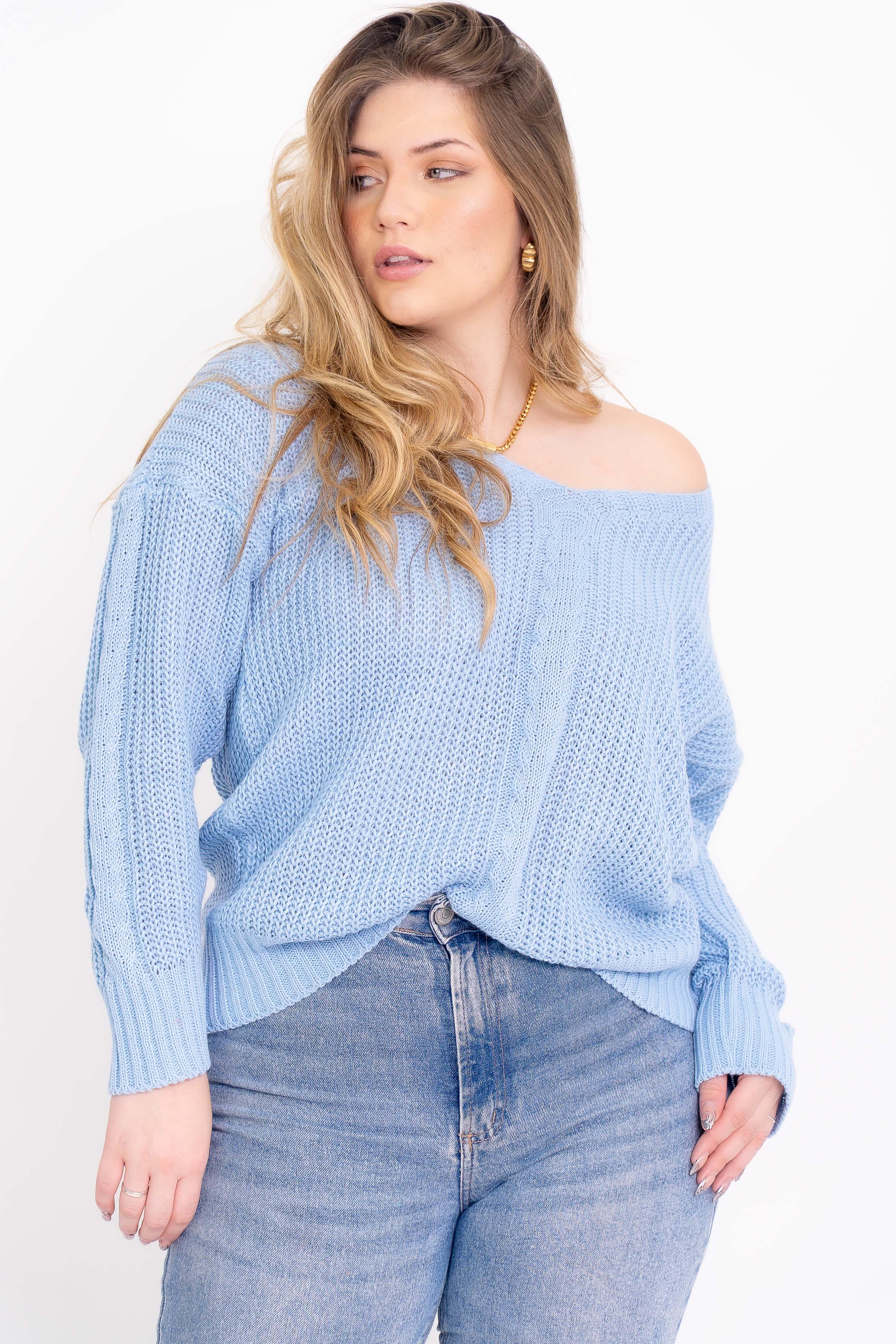 Blusa de Tricot com Decote V