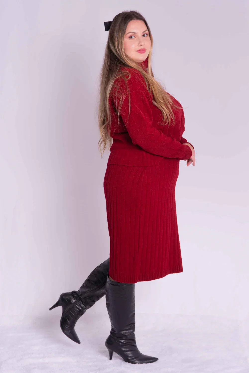 Conjunto Mousse Saia Blusa Gola Role