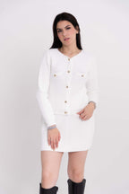 Conjunto Casaco com botão e mini saia